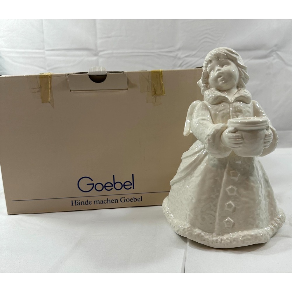 Vintage Goebel Hummel Frobek 9" White Robed Angel Figurine Candleholder